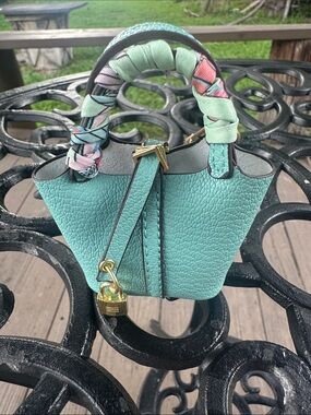 Mint Green Top-Handle Miniature Tote Bag with Wrapped Handles charm